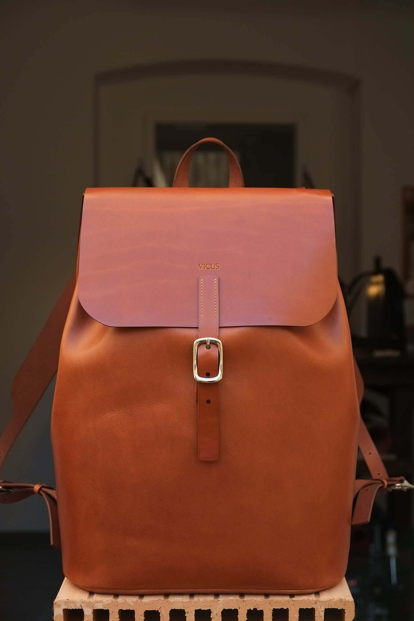 'AMICUS' BACKPACK - leather backpack, leather rucksack, vegetable tanned leather