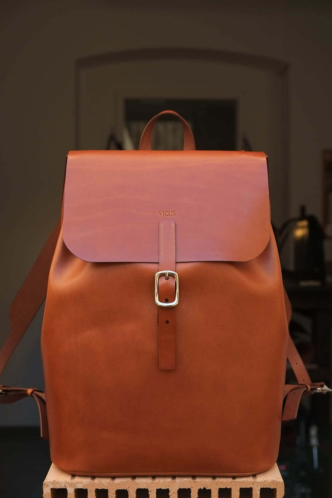 'AMICUS' BACKPACK - leather backpack, leather rucksack, vegetable tanned leather