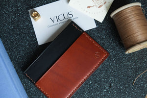 'AGUSTO' CARDHOLDER - English Tan and Black - Vicus Pelle